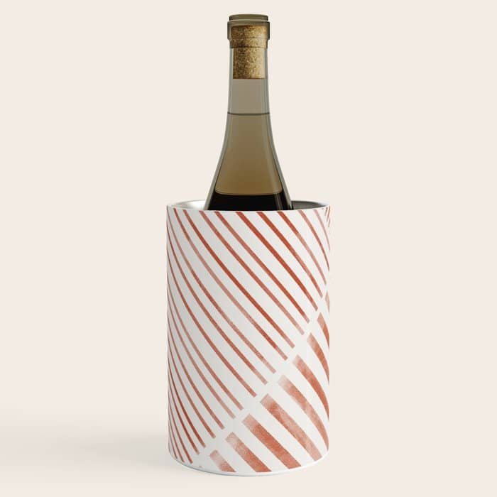 Blush Pink Stripes, Geometric Art Wine Chiller