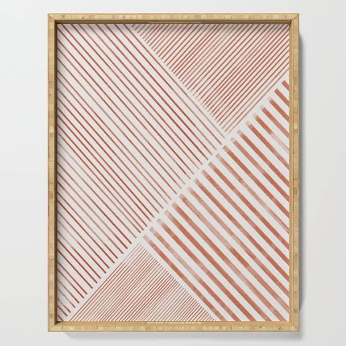 Blush Pink Stripes, Geometric Art Serving Tray