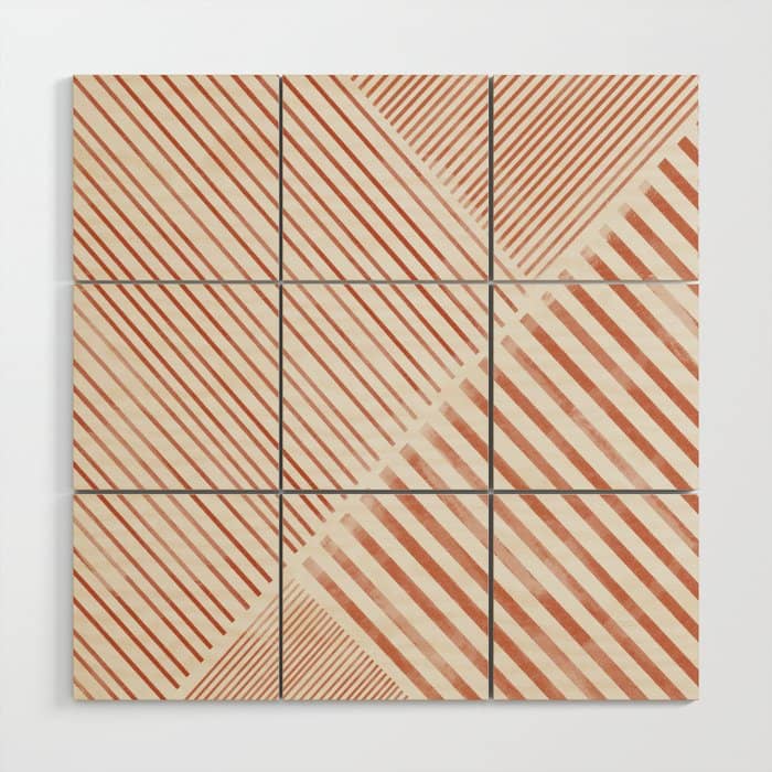 Blush Pink Stripes, Geometric Art Wood Wall Art