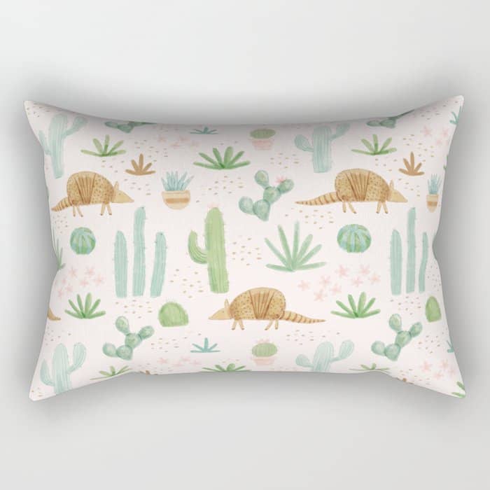 Armadillos In The Desert - Watercolor Rectangular Pillow