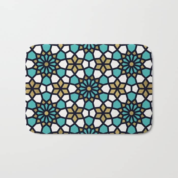 Persian Mosaic - Turquoise & Gold Palette Bath Mat