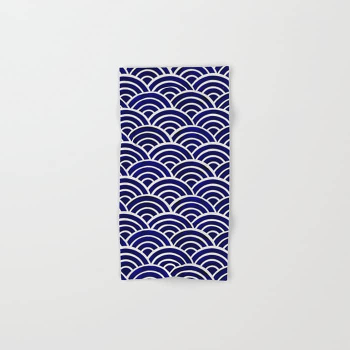 Japanese Seigaiha Wave - Navy Palette Bath Towel