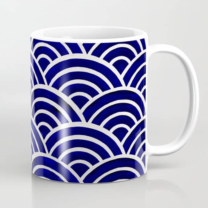 Japanese Seigaiha Wave - Navy Palette Coffee Mug