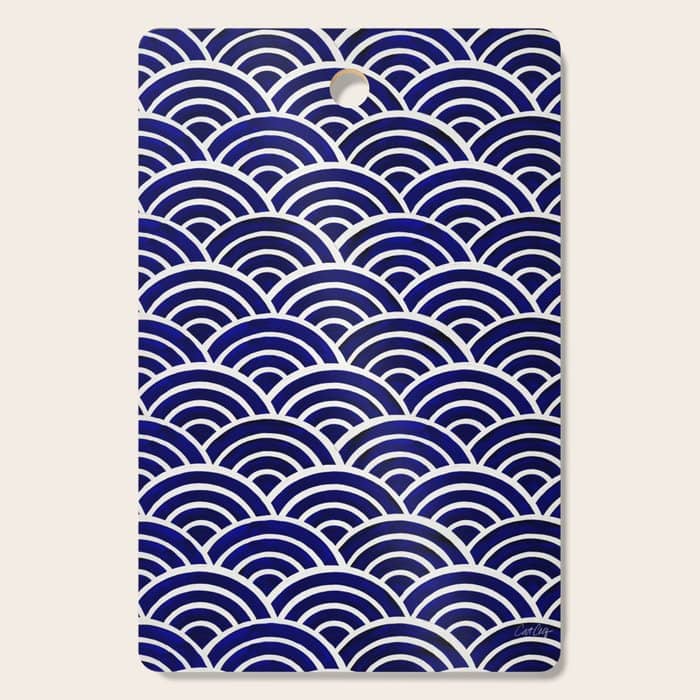 Japanese Seigaiha Wave - Navy Palette Cutting Board