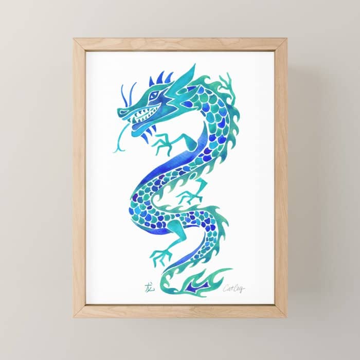 Chinese Dragon - Blue Palette Mini Art Print