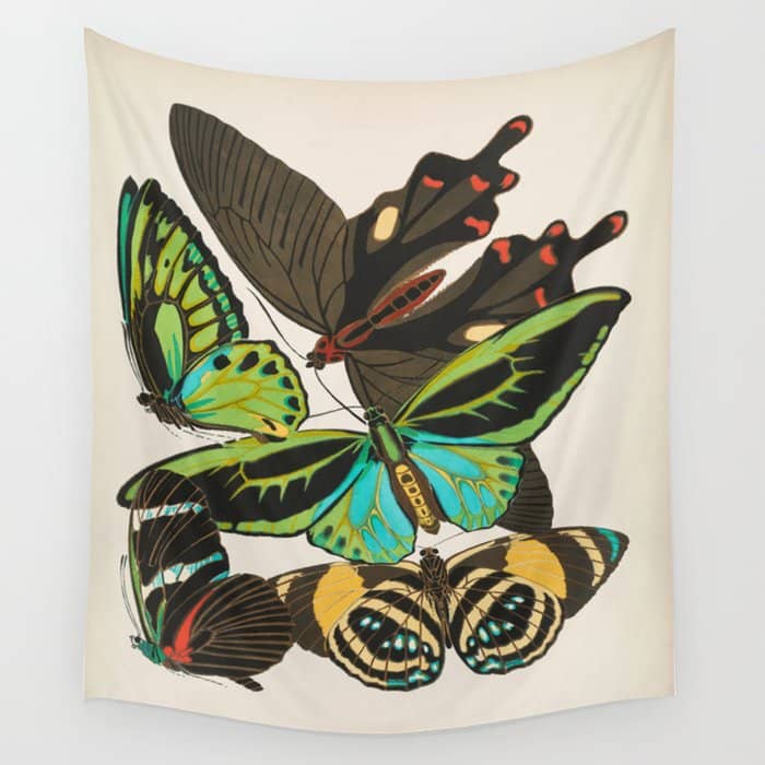Vintage Butterfly Illustration Ea Seguy Papillon Wall Tapestry