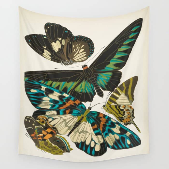 Vintage Butterfly Illustration Ea Seguy Papillon Wall Tapestry