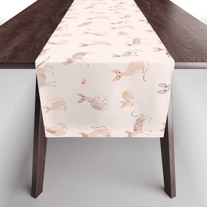 Sphynx Cats - No Furr Don'T Care - Cat Pink Table Runner