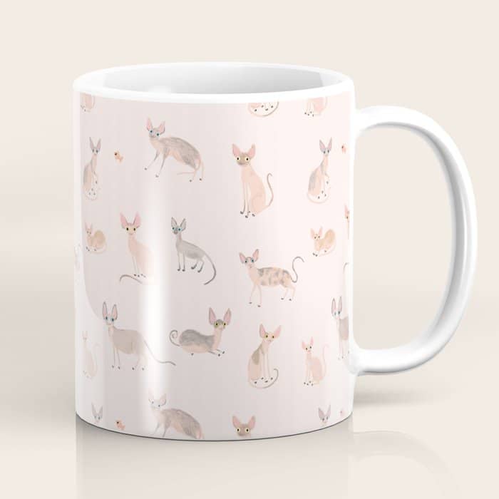 Sphynx Cats - No Furr Don'T Care - Cat Pink Coffee Mug
