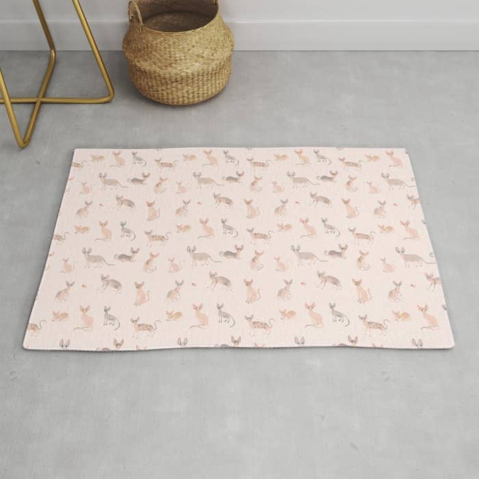 Sphynx Cats - No Furr Don'T Care - Cat Pink Rug