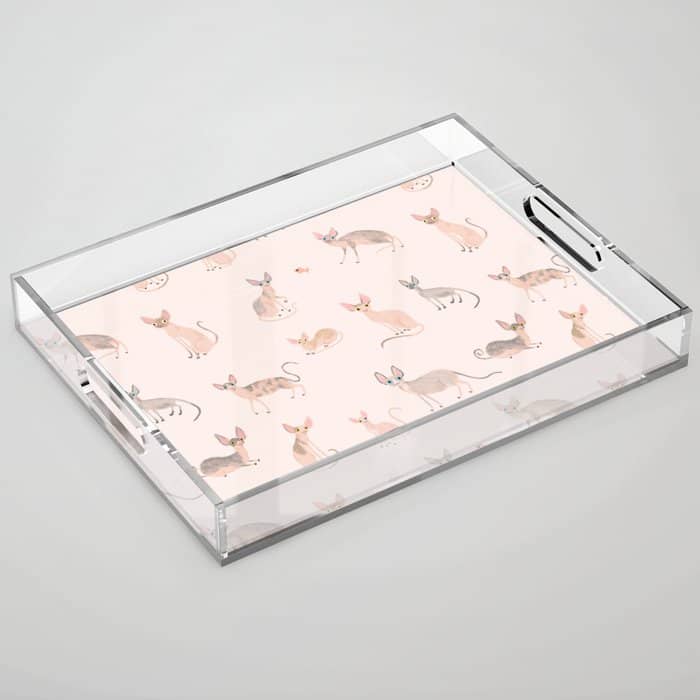 Sphynx Cats - No Furr Don'T Care - Cat Pink Acrylic Tray