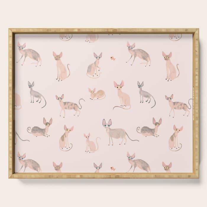 Sphynx Cats - No Furr Don'T Care - Cat Pink Serving Tray