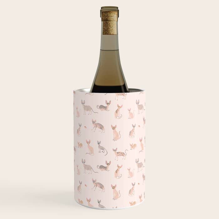 Sphynx Cats - No Furr Don'T Care - Cat Pink Wine Chiller