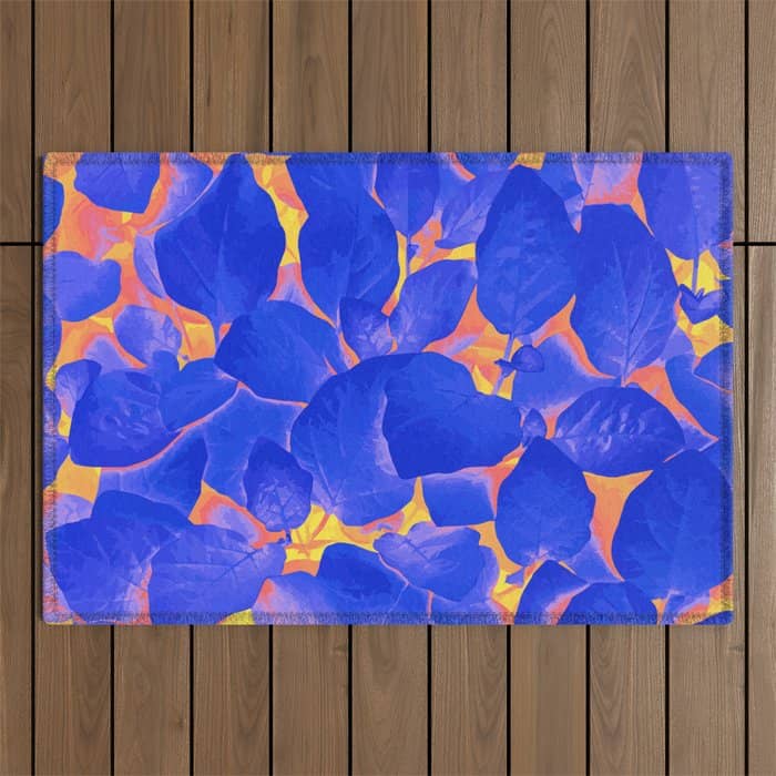 Supercontrast, Pop Of Color Ultraviolet Nature, Floral Graphic Design Outdoor Rug