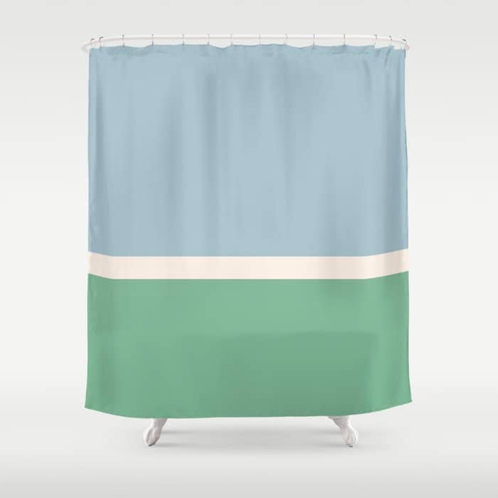 Juniper Color Block Blue And Green Shower Curtain