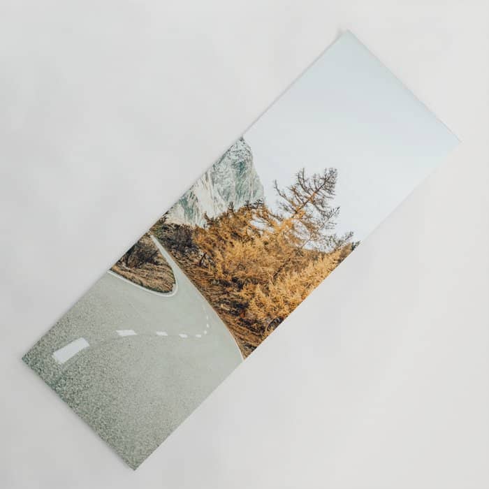 Snow + Golden Pine Photography Landscape Wall Decor, Scenic Nature Yoga Mat