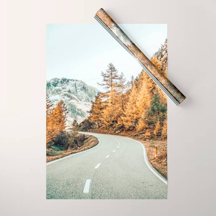 Snow + Golden Pine Photography Landscape Wall Decor, Scenic Nature Wrapping Paper