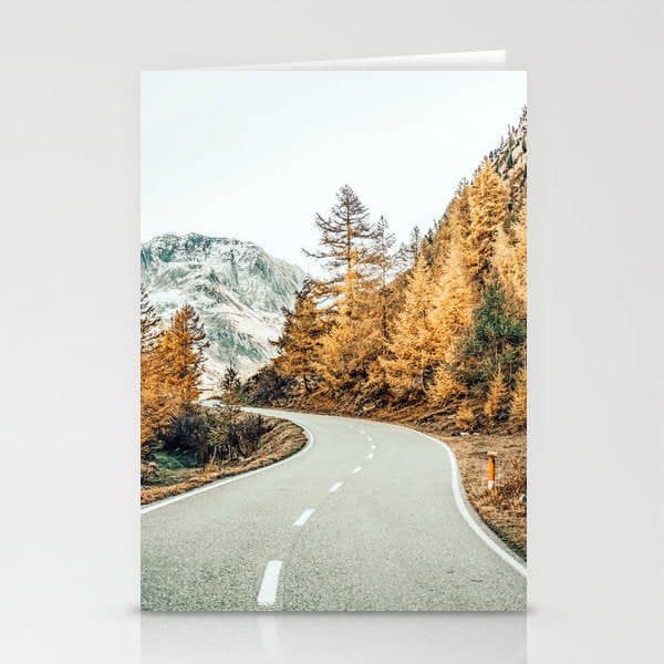 Snow + Golden Pine Photography Landscape Wall Decor, Scenic Nature Stationery Card