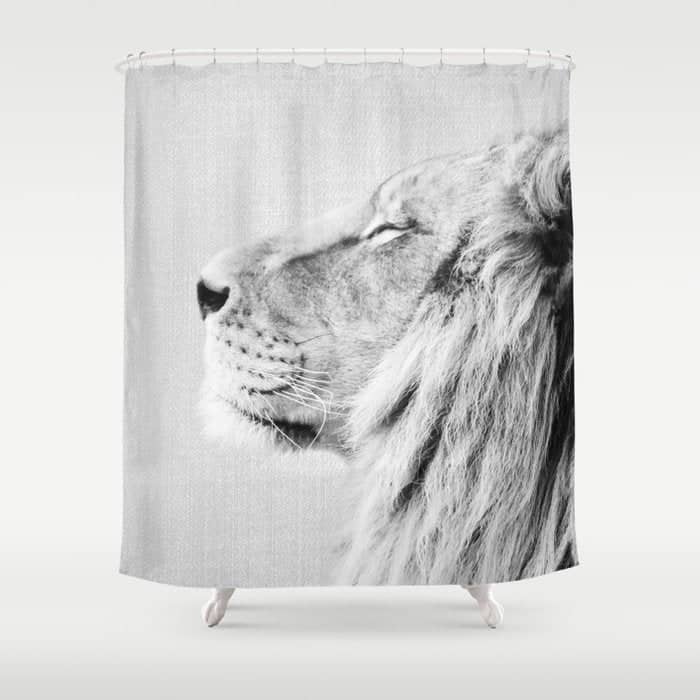 Lion Portrait - Black & White Shower Curtain