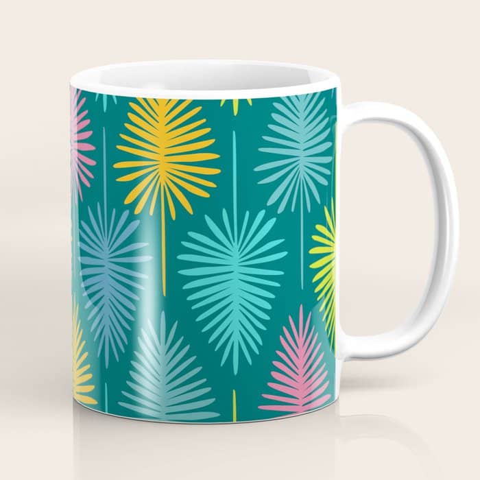 Bright Tropical Botanical Pattern Coffee Mug