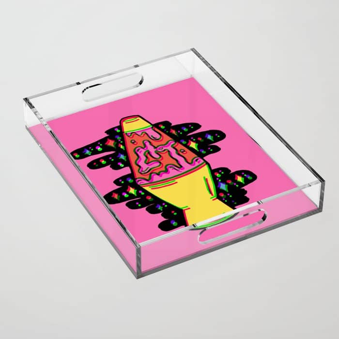 Lit Lava Lamp In Pink In 3d Acrylic Tray