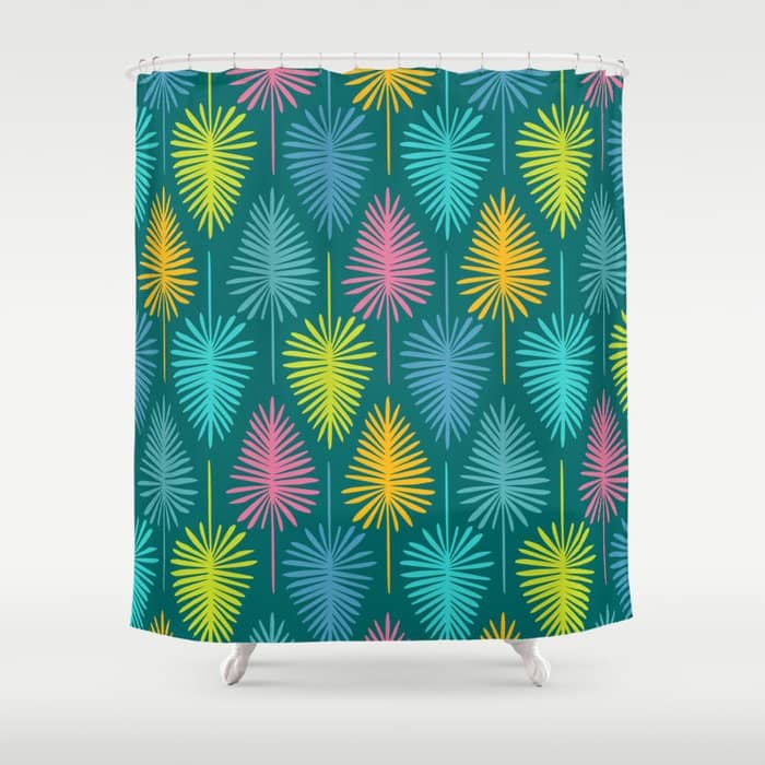 Bright Tropical Botanical Pattern Shower Curtain