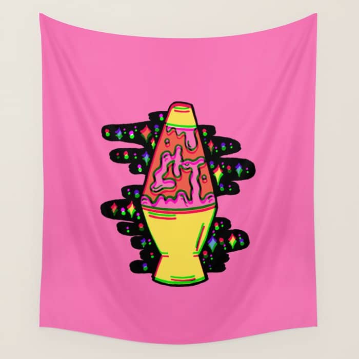 Lit Lava Lamp In Pink In 3d Wall Tapestry