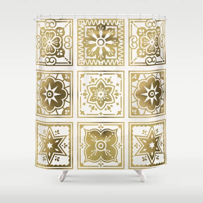 Talavera Mexican Tile - Gold Palette Shower Curtain