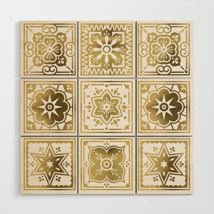 Talavera Mexican Tile - Gold Palette Wood Wall Art