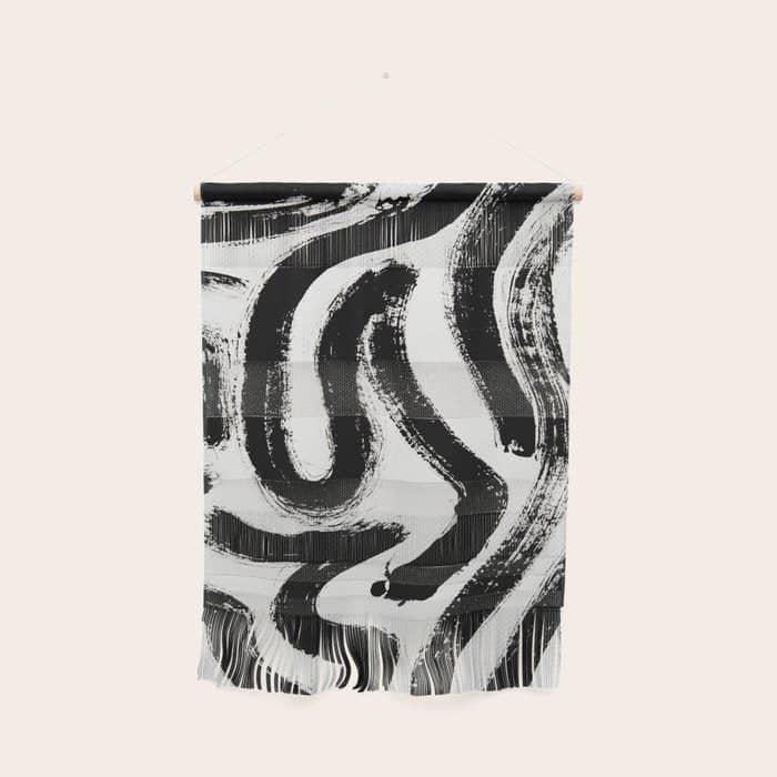 Black And White Abstract Pattern 1: A Minimal Black And White Pattern By Alyssa Hamilton Art Wall Hanging