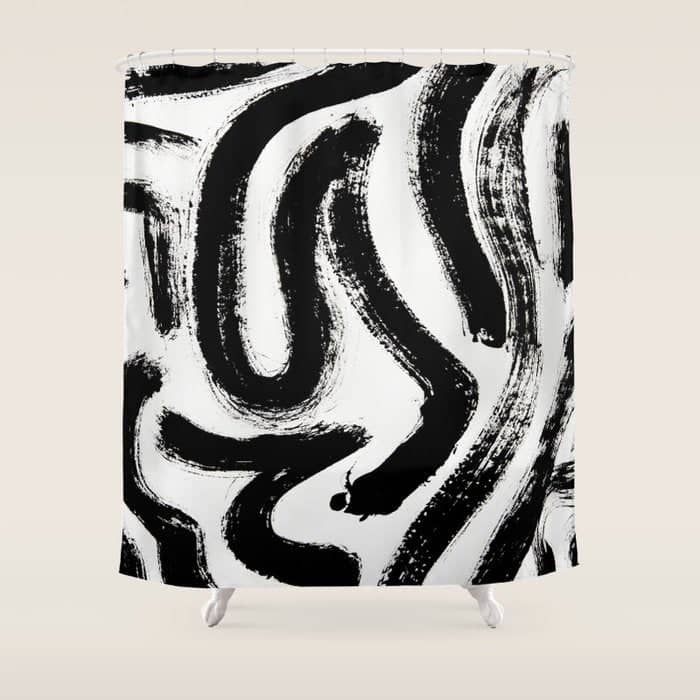 Black And White Abstract Pattern 1: A Minimal Black And White Pattern By Alyssa Hamilton Art Shower Curtain