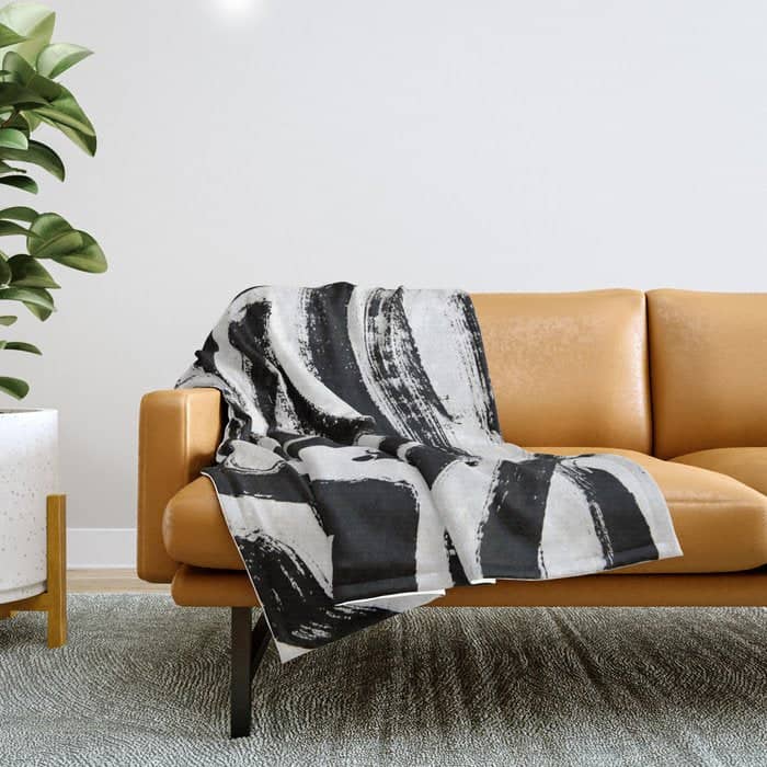 Black And White Abstract Pattern 1: A Minimal Black And White Pattern By Alyssa Hamilton Art Throw Blanket