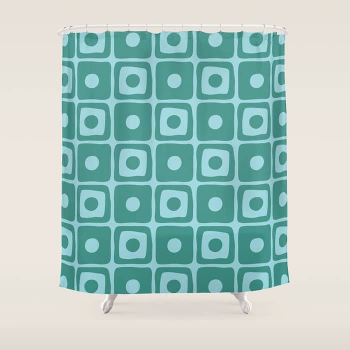 Mid Century Modern Square Dot Pattern 871 Teal And Blue Shower Curtain