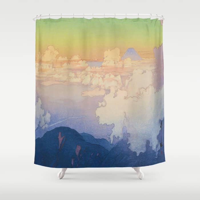Above The Clouds (Un-Hyo) Vintage Beautiful Japanese Woodblock Print Hiroshi Yoshida Shower Curtain