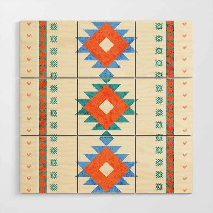 Geometry Navajo Pattern No3 Wood Wall Art