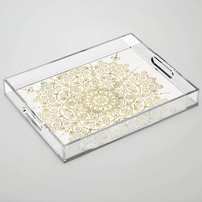 Moroccan Mandala - Gold Palette Acrylic Tray
