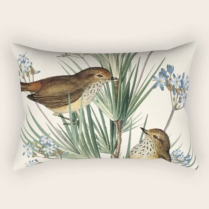 Little Birds And Flowers Iii Rectangular Pillow
