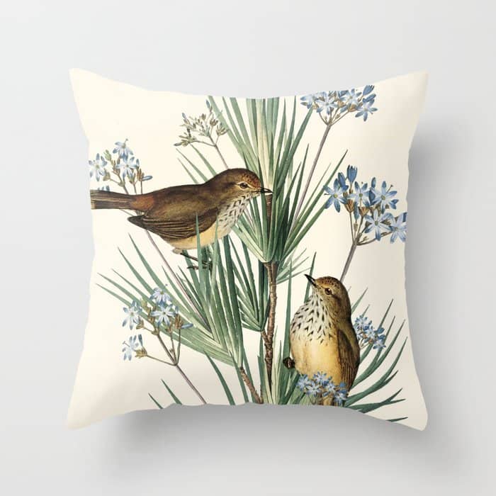 Little Birds And Flowers Iii Throw Pillow
