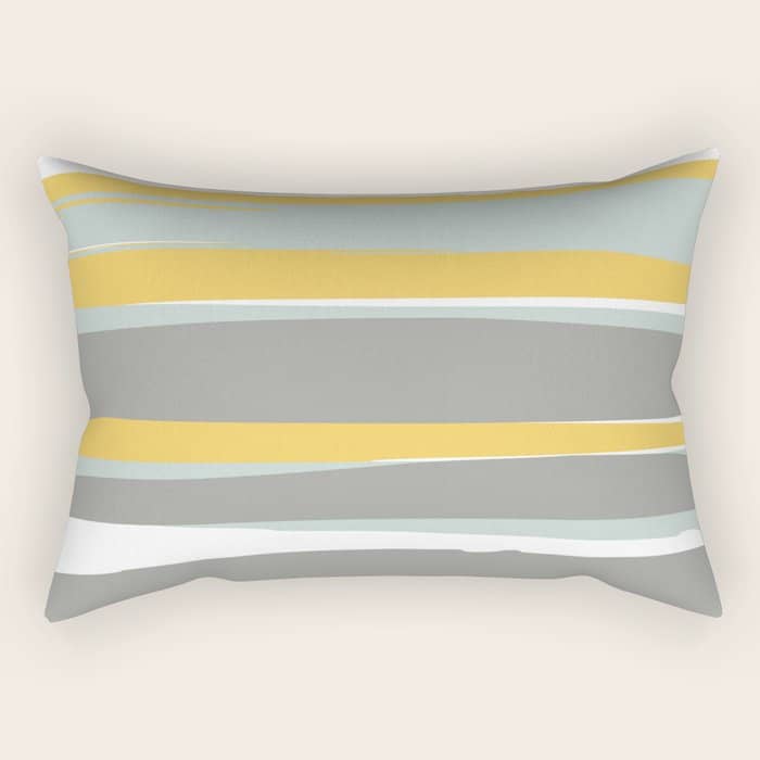 Stripe Abstract, Sun And Beach, Yellow, Pale, Aqua Blue And Gray Rectangular Pillow