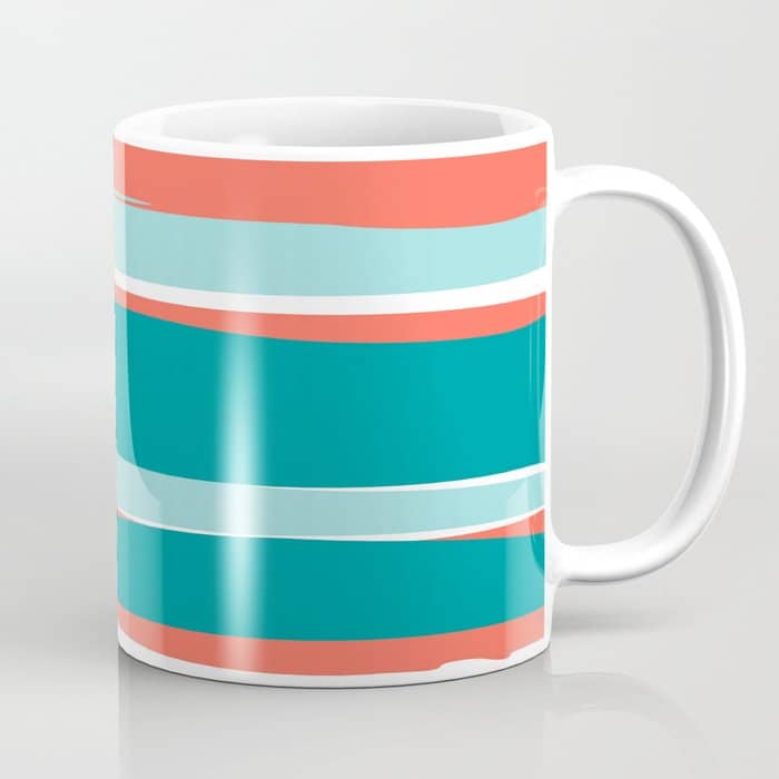 Colorful Stripes, Coral, Teal And Aqua Coffee Mug