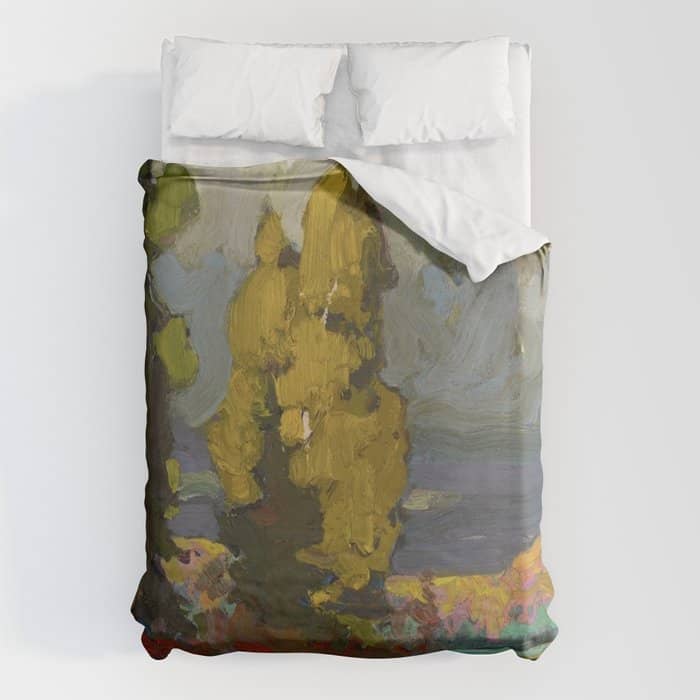 Tom Thomson Poplars By A Lake 1916 Canadian Landscape Artist Duvet Cover