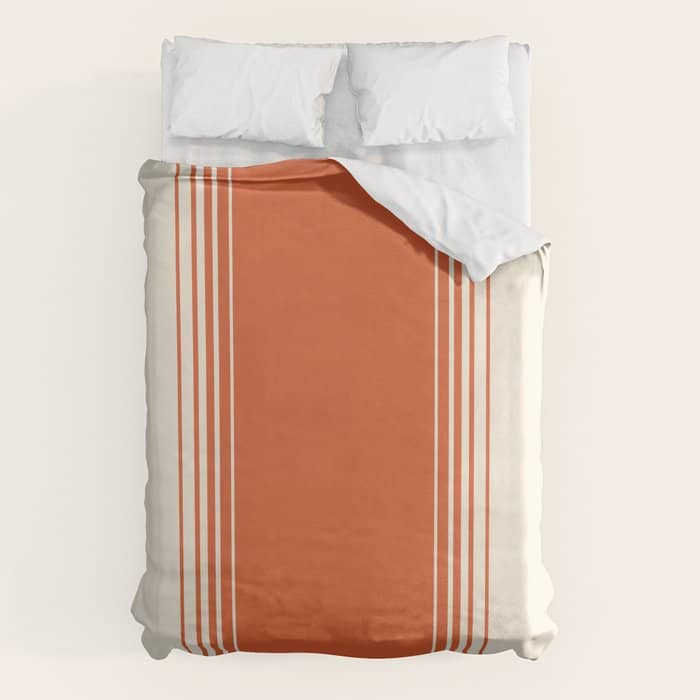 Marmalade Orange And Creme Lines Duvet Cover