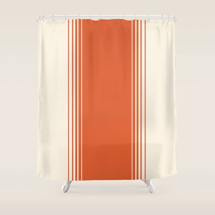 Marmalade Orange And Creme Lines Shower Curtain