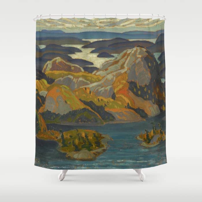 Canadian Landscape Oil Painting Franklin Carmichael Art Nouveau Post-Impressionism Grace Lake 1931 Shower Curtain