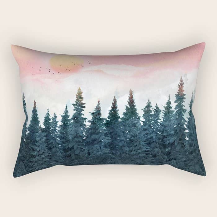 Forest Under The Sunset Rectangular Pillow