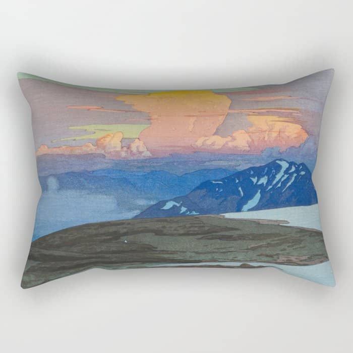 Japan Alps Vintage Beautiful Japanese Woodblock Print Hiroshi Yoshida Landscape Rectangular Pillow