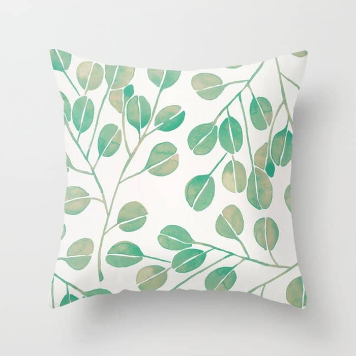Silver Dollar Eucalyptus - Mint Palette Throw Pillow