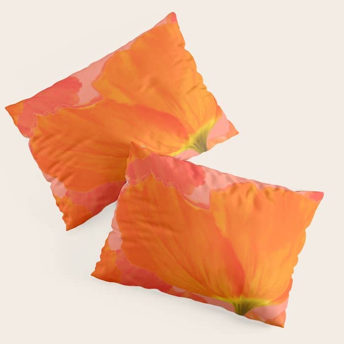 Beautiful Poppies Coral Color Background #Decor #Homestorie #Buyart Pillow Sham