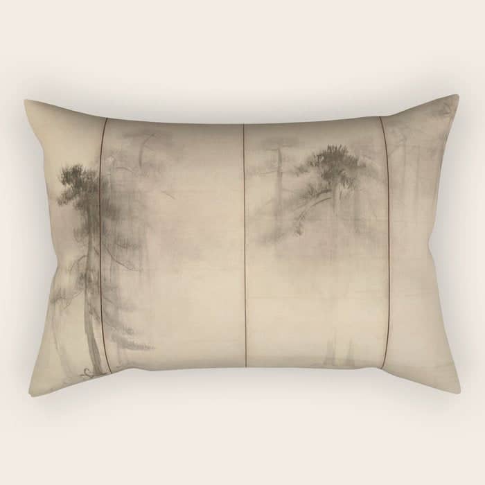 Pine Trees Six-Fold Azuchi-Momoyama Period Japanese Screen - Hasegawa Tohaku Rectangular Pillow