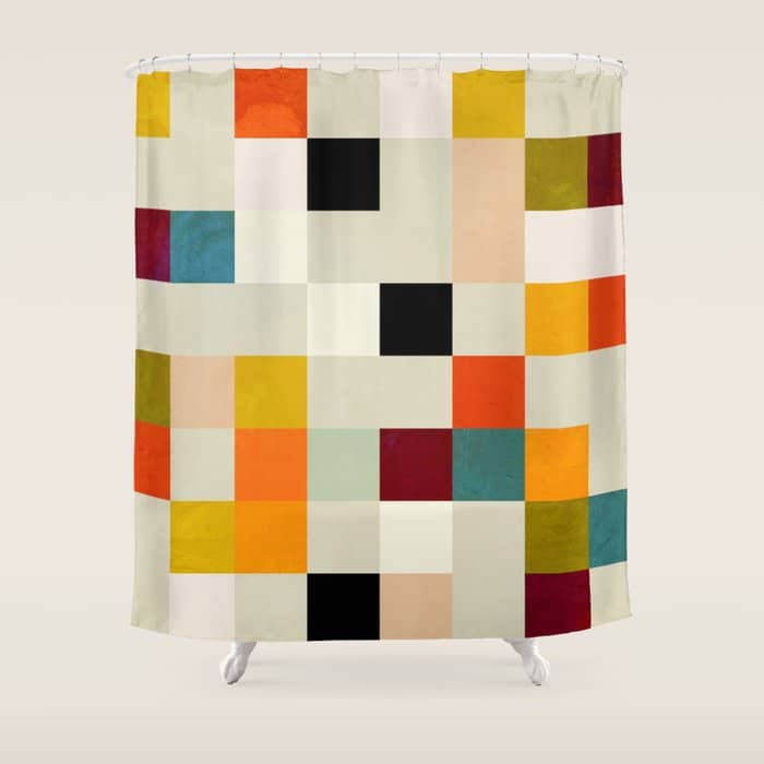 Modern Mid Century Chequers Shower Curtain